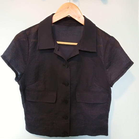 PETITE very short sleeve blouse with lurex NWOT - Picture 2 of 4